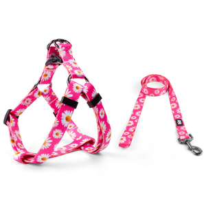 Fashion Adjustable Heavy-Duty Floral Polyester <b>Dog</b> Leash Set Button Neck-Free Chest Strap for <b>Small</b>/Medium/Large <b>Dogs</b> - Product Image 2