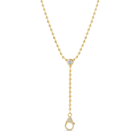 Collier YUNCHENG en laiton plaqué or 14 carats avec perles à facettes, délicat, en forme de Y, avec fermoir, idéal pour les soirées et bals de promo