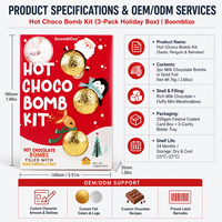 Boules de chocolat fondant personnalisées OEM 3 pièces, motifs Père Noël, pingouin, renne, boîte décorative, confiserie pour boissons d'hiver