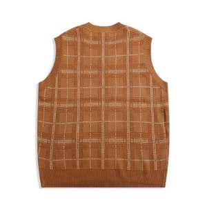 Novos Suéteres de Estilo Retro Xadrez para Primavera e Outono, Coletes de Malha, Estilo Descontraído, Ajuste Solto, Coletes Unissex - Product Image 4