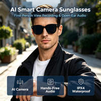 Lunettes Intelligentes AI M89-S 800W avec Caméra HD, Appel et Traduction Multilingue en Temps Réel, Lunettes de Soleil Noires