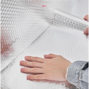 Oil-Proof Wall Stickers 60x100 Cm Checkered Pattern Aluminum Foil Kitchen Cabinet Pads Waterproof Self Adhesive Wallpaper - Product Image 2