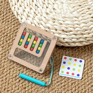 New Montessori Wooden Magnetic Walking Bead Exercise Logical Thinking Educational Wooden Battle Game Toys