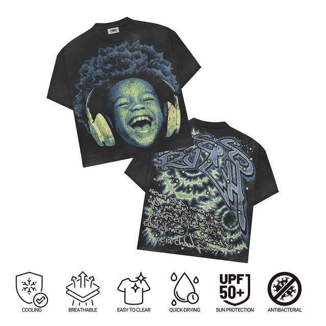Custom Streetwear Hip-Hop Rapper Style Retro Grunge Urban Fashion Y2K Boxy Fit Cotton Oversized Heavyweight Acid Wash T-Shirt