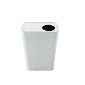 white 1l square engine oil tin can with 32mm plastic spout used for engine oil packaging