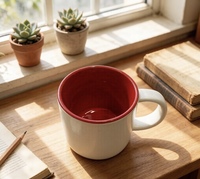 Offre Spéciale – Tasse à café en céramique vierge pour sublimation, 380 ml (12 oz), avec intérieur coloré et base en argile naturelle