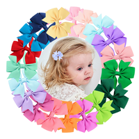 Vente en gros, promotion : Barrette à cheveux pour filles, 40 couleurs unies, en ruban côtelé de 3 pouces, avec nœud en queue d'aronde mignon, style européen-américain, motif floral pour bébé