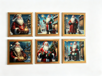 Sous-plat en céramique rétro personnalisable pour l'hiver avec motifs de ville de Noël / chocolat chaud et cupcakes, protection de table antidérapante