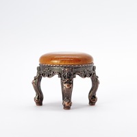 Table ronde pour maison de poupée, échelle 1:12, style européen, table à manger miniature en bois marron, petit tabouret rond