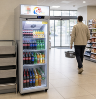 Réfrigérateur commercial vertical à refroidissement par air, sur mesure OEM, avec 1/2/3 portes vitrées