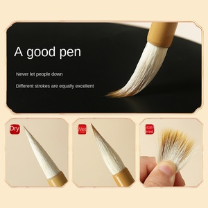 Juego de Pinceles de Caligrafía China HUIXISHI - 3 Piezas Hechas a Mano con Pelo Suave y Duro para Práctica de Sumi-e, Kanji y Acuarela - Product Image 4