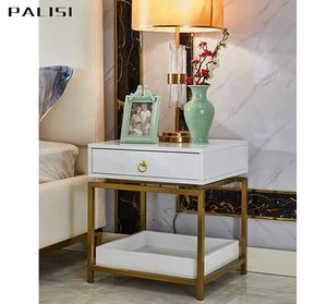 Light Luxury Gold Frame <strong>Bedside</strong> Cabinet <strong>Table</strong> <strong>Tiny</strong> White Nordic Bedroom Furniture with Drawer Wooden Nightstand Living Room Home - Product Image 2