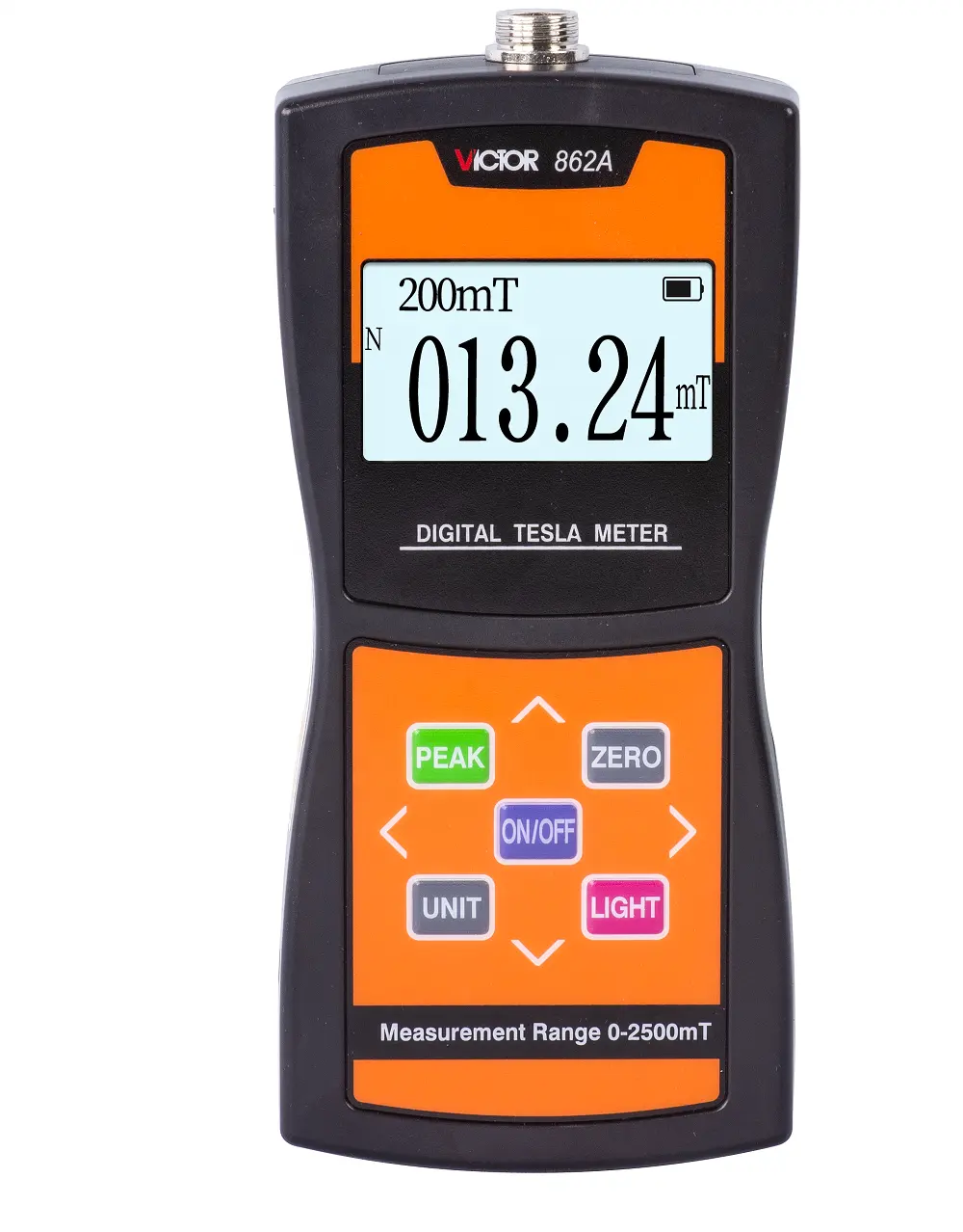 Victor 862a medidor de tesla digital, alta sensibilidade automotiva, medidor digital de 0-2500 mt 25000gs, 2 unidades mt, instrumento de medição de campo magnético