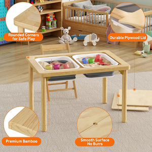 <span class=keywords><strong>Table</strong></span> sensorielle pliable en bois certifiée CPC pour enfants avec couvercle en contreplaqué anti-<span class=keywords><strong>d</strong></span>éformation - Product Image 5