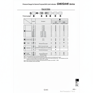 มาตรวัดความดัน G46-7-02-C2แบบแมนนวลบริการเติมเต็มตัวแปร SMC - Product Image 1
