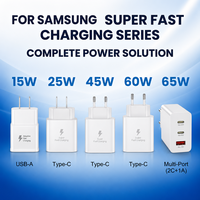 Vente d'usine - Chargeur mural super rapide 15W 25W 45W 60W 65W USB a Type C PD pour la série Samsung
