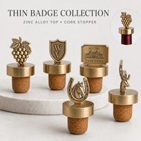 Bouchon de bouteille de vin personnalisé en alliage de zinc, bouchon rond en métal pour cadeau de cave à vin, bouchon de vin sous vide en liège de chêne métallique