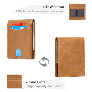 Custom Mens Id Credit Business Slim Card Holder Coin Clip Genuine Leather Moneyclips Money Clips Wallet - Product Image 4
