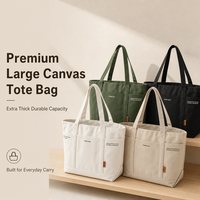 Bolsos de Lona Personalizados Reutilizables de Moda, Bolsos de Mano de Lona de Algodón para Mujer con Bolsillo