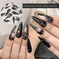 Paso Sico Halloween Alloy Skull Nail Art Charms Dark Gothic-style Metal Wing Spider Nail Accessories Rhinestones Shiny