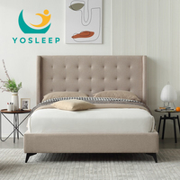 Appartement moderne de luxe Chambre à coucher King Queen Size Cadre de lit avec tête de lit Villa personnalisée Location Chambre simple Ensemble de lit double