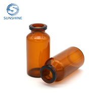 Flacon en verre borosilicate neutre ambré stérile de 15 ml, cylindrique, résistant à la lumière, avec bouchon en caoutchouc pour poudre lyophilisée