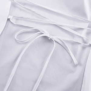 Vêtements pour femmes du printemps, hauts personnalisables en gros, bandage, t-<span class=keywords><strong>shirt</strong></span> <span class=keywords><strong>blanc</strong></span> uni, <span class=keywords><strong>femme</strong></span>, manches longues évasées, t-shirts en coton uni - Product Image 6