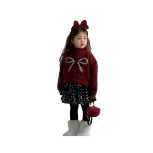 Tongxingyuan Girls' Knit Sweater FHW7027 Thickening Solid Color Single-breasted Cotton Autumn Winter Outerwear - Product Image 2
