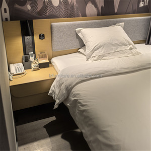 3 Star Hotel Bedroom Furniture Set Custom <b>Queen</b> King <b>Size</b> Wooden <b>Bed</b> Base Frame with Upholstered Headboard Wall Unit Nightstands - Product Image 4