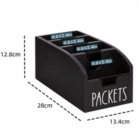Organisateur de rangement pour sachets de thé, organiseur de comptoir à 4 compartiments pour collations, support pour sachets d'épices, organisateur de sachets d'assaisonnements en bois