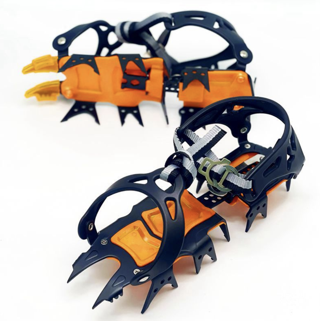 18 Teeth Anti- Safe Ice Snow Crampons Traction Cleats Shoes Grips Stainless Steel TPE 37-45 Size for Hiking Outdoor