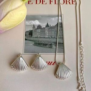 S925 Sterling <b>Silver</b> Shell Necklace <b>Fan</b> Shaped Clavicle Chain Everyday Wear Fine Pendant Necklaces - Product Image 3