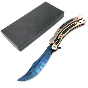 Couteau papillon d'entraînement non affûté en alliage de zinc - <span class=keywords><strong>Balisong</strong></span> de sécurité pour la personnalisation DIY et l'entraînement au flip - Product Image 1