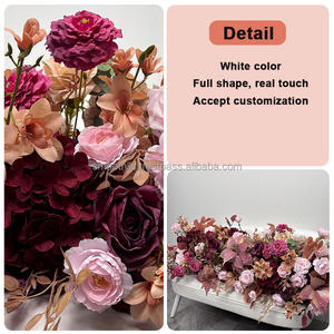 Panel de Flores Artificiales de Diseño Nuevo para Otoño, Decoración de Pasillo de Boda, Hojas Rojas y Marrones - Product Image 3