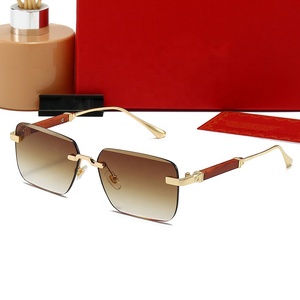 Dernières tendances en matière de lunettes de soleil de luxe italiennes pour hommes et femmes, avec bordure diamantée, sans monture, carrées, dégradées, verres UV400, pour la conduite - Product Image 1