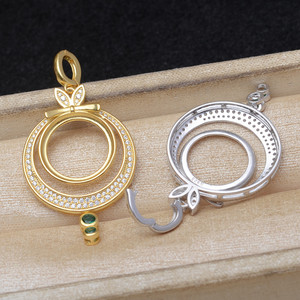 Plateau vide en argent S925, style rétro, feuille, coquille de cheval, 15,3-15,5 mm, accessoire de bijoux en perles DIY avec porte-boucle JG6099 - Product Image 3