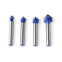 Vástago de 6mm y 1/4 pulgadas, hoja de carburo de 90 grados, ranurado en V, brocas para enrutador de carpintería, cortador de molino para herramientas CNC de carpintería de madera