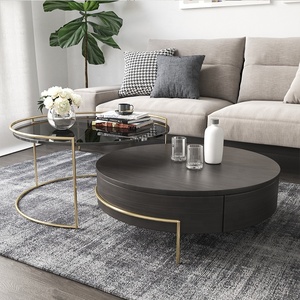 High Quality Light Luxury <strong>Black</strong> Stainless Steel Frame <strong>Round</strong> <strong>Side</strong> <strong>Table</strong> Modern Glass Center Coffee <strong>Table</strong> - Product Image 3