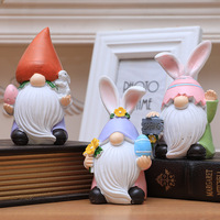 Nouvelle figurine de lapin de Noël en résine, adorable ornement de bureau avec mécanisme semi-manuel