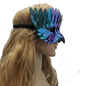 Masque de mascarade en plumes d'hibou, rose, aurore, violet, vert encre, vert forêt, pour bal de promo, Halloween, confortable, en forme d'animal - Product Image 3
