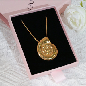 304 316 Gold plated spiral pendant Spiral pendant <b>necklace</b> <b>chain</b> Minimalist gold pendant <b>necklace</b> Unisex gold pendant <b>necklace</b> - Product Image 2