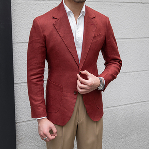 <span class=keywords><strong>Veste</strong></span> <span class=keywords><strong>de</strong></span> <span class=keywords><strong>Costume</strong></span> <span class=keywords><strong>Homme</strong></span> Slim <span class=keywords><strong>en</strong></span> <span class=keywords><strong>Lin</strong></span> Pur Personnalisée Fashion City, Revers Plat, Simple Boutonnage, Décontractée - Product Image 6