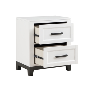 Mesita de noche blanca con 2 cajones, muebles de dormitorio de madera, 1 unidad - Product Image 4