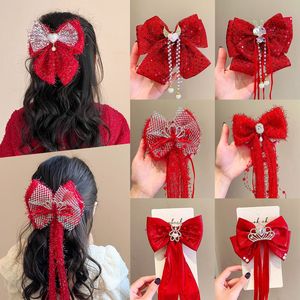 Pasador de Pelo con Lazo Rojo Más Vendido, Accesorios para el Cabello de Niña para el Año Nuevo, Pasador de Pelo Estilo Hanfu con Cinta - Product Image 2