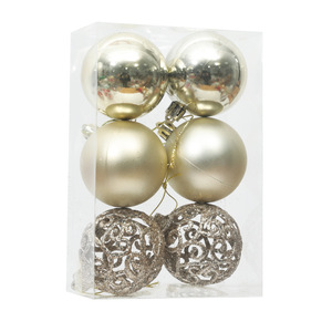 Boules de Noël décoratives brillantes creuses plaquées 6cm 8cm pour décorations d'arbre de Noël - Product Image 2