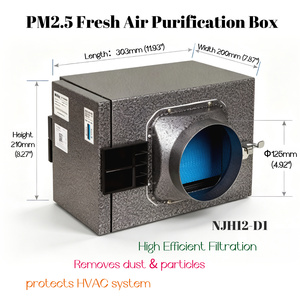กล่องกรองอากาศบริสุทธิ์ PM2.5 พร้อมแผ่นกรอง HEPA 250 ลบ.ม./ชม. แบบติดตั้งบนท่อสำหรับระบบระบายอากาศ HRV - Product Image 2