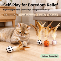 Jouet pour chat en forme de plume élastique, balle en caoutchouc à lancer, jeu interactif de poursuite et de saut pour chats d'intérieur