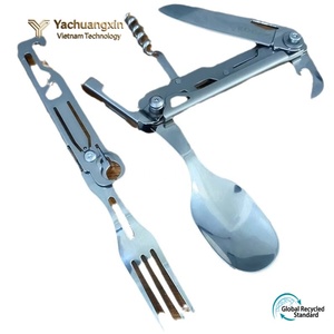 Couteau et fourchette pliants multifonctions en acier inoxydable pour le camping, couverts de camping, couteau et fourchette de table - Product Image 4