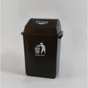 <b>Large</b> Capacity Trash Can Rectangle Hinged Lid Indoor Outdoor Use Black Color Waste <b>Bin</b> - Product Image 2