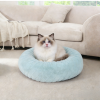 Lit pour chien personnalisé en fausse fourrure de lapin Petopia, lit rond en peluche, lit spécifique pour animaux de compagnie, apaisant, chaud pour l'hiver, motif uni